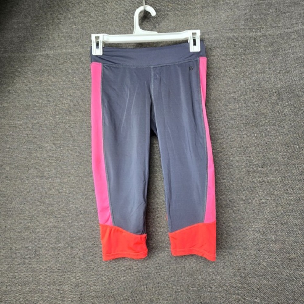 Xersion Girls Quick-Dri Leggings Gray Pink Orange Colorblock Capri Size M 10/12